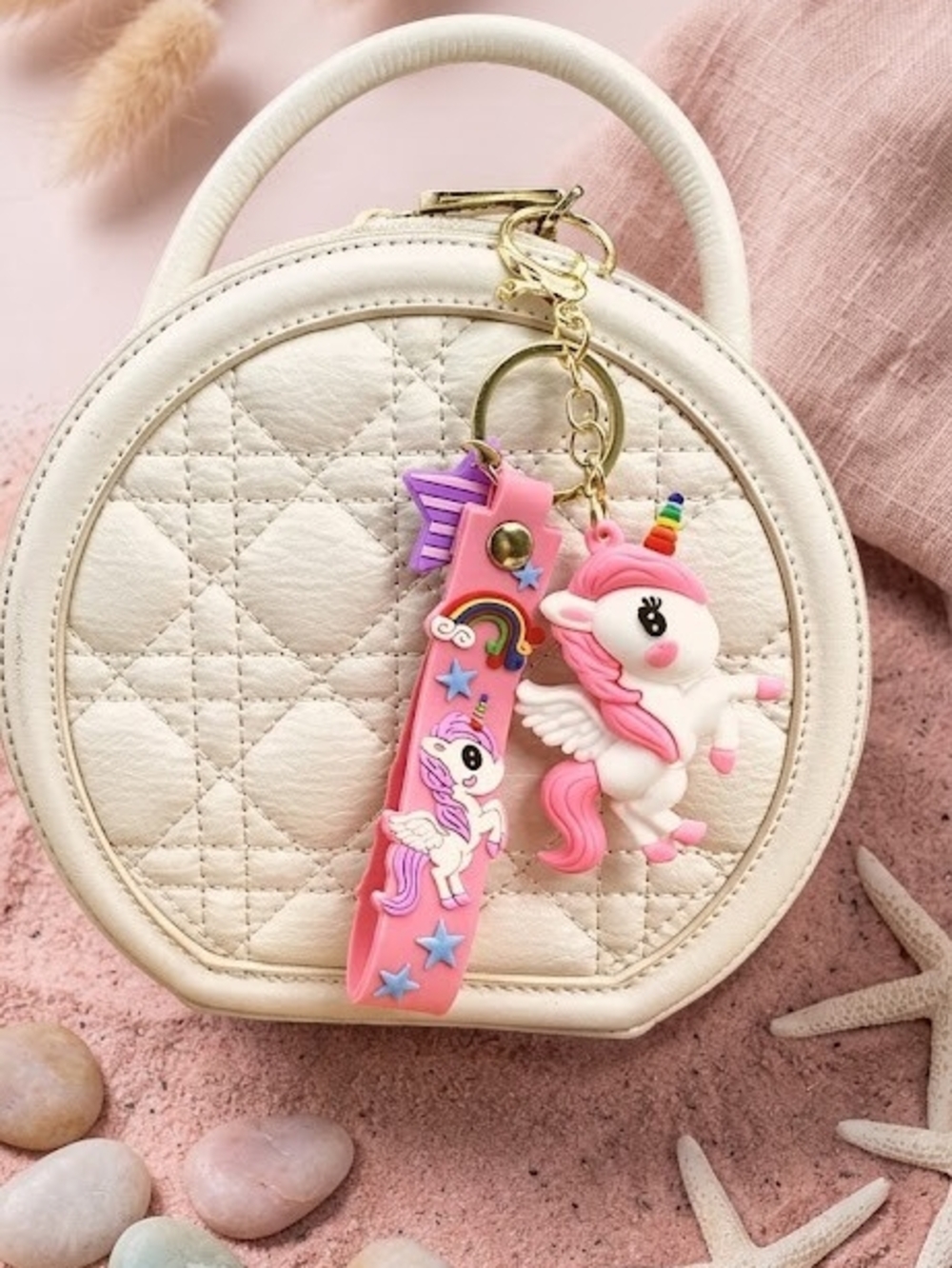 Unicorn Keychain Charm - Pink Unicorn Keyring